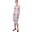 Red Green And Blue Christmas Themed Illustration Sleeveless Pencil Dress View2