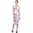 Red Green And Blue Christmas Themed Illustration Sleeveless Pencil Dress View3