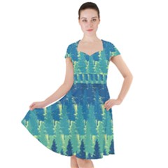 Christmas Trees Pattern Digital Paper Seamless Cap Sleeve Midi Dress by Paksenen