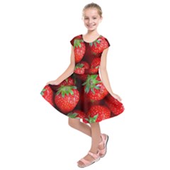 Strawberry, Berries, Fresh, Red Kids  Short Sleeve Dress by kyorashop23