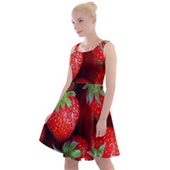 Strawberry, Berries, Fresh, Red Knee Length Skater Dress by kyorashop23