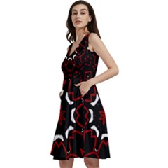 Red Shapes Mandala   Sleeveless V-neck Skater Dress With Pockets by ConteMonfrey