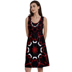 Red Shapes Mandala   Classic Skater Dress by ConteMonfrey