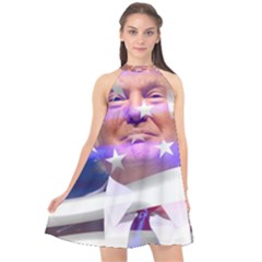 Donald Trump Flag Halter Neckline Chiffon Dress  by vintagetrump