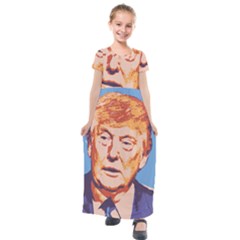 Orange Donald Trump Kids  Short Sleeve Maxi Dress by vintagetrump