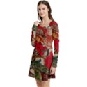 Floral Design 05 Long Sleeve Velour Skater Dress View2