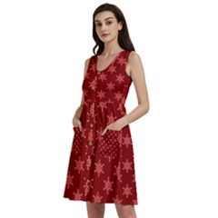 Illustrations Red Abstract Pattern Seamless Texture Sleeveless Dress With Pocket by Hannah976