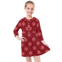 Illustrations Red Abstract Pattern Seamless Texture Kids  Quarter Sleeve Shirt Dress by Hannah976