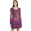 Abstract Purple Pattern Long Sleeve Velour Skater Dress View3