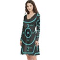 Retro Mobile Device Output Device Long Sleeve V-neck skater dress with Pockets View2