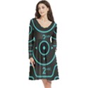 Retro Mobile Device Output Device Long Sleeve V-neck skater dress with Pockets View3