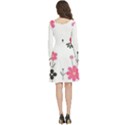  Minimalist Pattern With Simple Lines,flower And Shapes, Creating A Clean And Modern Long Sleeve V-neck skater dress with Pockets View4