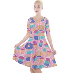 Ice Cream Donut Sweets Candie Quarter Sleeve A-line Dress by Apenda