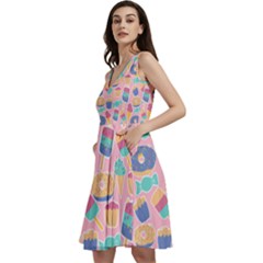 Ice Cream Donut Sweets Candie Sleeveless V-neck Skater Dress With Pockets by Apenda