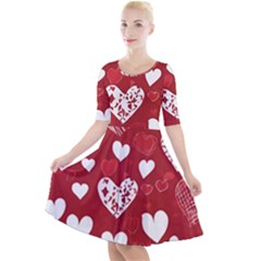 Valentine Quarter Sleeve A-line Dress by pollyparadiseartshop