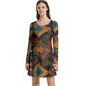 Tribal Chic Long Sleeve Velour Skater Dress View1