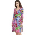 Cabbage Flower Abstract Long Sleeve V-neck skater dress with Pockets View2