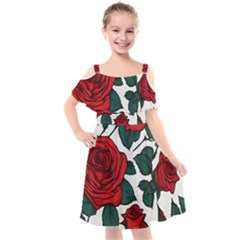 Roses Kids  Cut Out Shoulders Chiffon Dress by pollyparadiseartshop