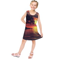 Sunset Nature Sea Dusk Landscape Kids  Tunic Dress by Salmanaz77