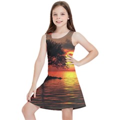 Sunset Nature Sea Dusk Landscape Kids  Lightweight Sleeveless Dress by Salmanaz77