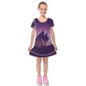 Mountain Night Crescent Moon Kids  Short Sleeve Velvet Dress View1