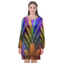 Abstract Colors - , Abstract Colors Long Sleeve Chiffon Shift Dress  by kyorashop23