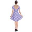 Purple Plaid Tartan 2 Diagonal Short Sleeve Bardot Dress View2