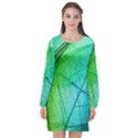 Texture Green Leaf Abstraction 3d Long Sleeve Chiffon Shift Dress  View1